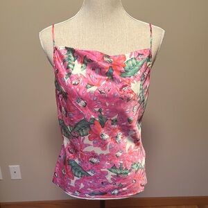 Wayf Pink and Green Sleeveless Fitted Camisole